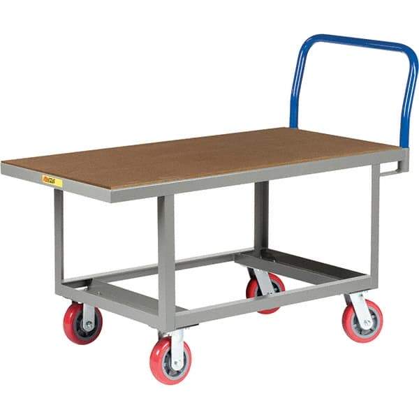 Little Giant - 2,000 Lb Capacity Steel Platform Truck - Steel Deck, 30" OAW, 49-1/2" Platform Length, Polyurethane Casters - USA Tool & Supply