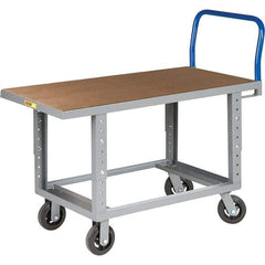 Little Giant - 2,000 Lb Capacity Steel Platform Truck - Steel Deck, 24" OAW, 60" Platform Length, Mold On Rubber Casters - USA Tool & Supply
