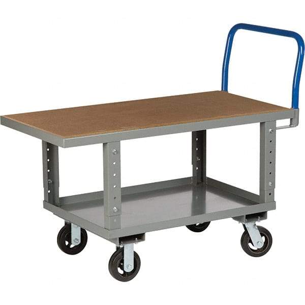 Little Giant - 2,000 Lb Capacity Steel Platform Truck - Steel Deck, 30" OAW, 49-1/2" Platform Length, Mold On Rubber Casters - USA Tool & Supply