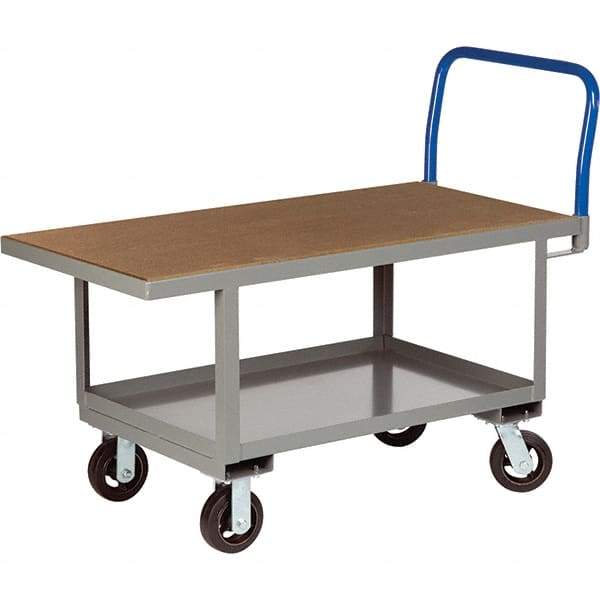Little Giant - 2,000 Lb Capacity Steel Platform Truck - Steel Deck, 24" OAW, 60" Platform Length, Mold On Rubber Casters - USA Tool & Supply