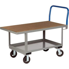 Little Giant - 2,000 Lb Capacity Steel Platform Truck - Steel Deck, 30" OAW, 48" Platform Length, Mold On Rubber Casters - USA Tool & Supply