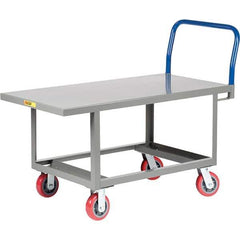 Little Giant - 2,000 Lb Capacity Steel Platform Truck - Steel Deck, 24" OAW, 49-1/2" Platform Length, Polyurethane Casters - USA Tool & Supply