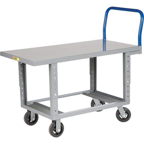 Little Giant - 2,000 Lb Capacity Steel Platform Truck - Steel Deck, 24" OAW, 48" Platform Length, Mold On Rubber Casters - USA Tool & Supply