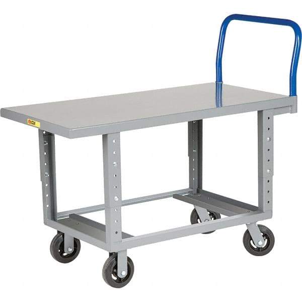 Little Giant - 2,000 Lb Capacity Steel Platform Truck - Steel Deck, 30" OAW, 48" Platform Length, Mold On Rubber Casters - USA Tool & Supply