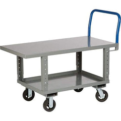 Little Giant - 2,000 Lb Capacity Steel Platform Truck - Steel Deck, 30" OAW, 49-1/2" Platform Length, Mold On Rubber Casters - USA Tool & Supply