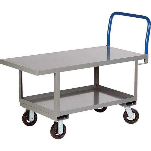 Little Giant - 2,000 Lb Capacity Steel Platform Truck - Steel Deck, 24" OAW, 60" Platform Length, Mold On Rubber Casters - USA Tool & Supply