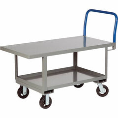 Little Giant - 2,000 Lb Capacity Steel Platform Truck - Steel Deck, 30" OAW, 60" Platform Length, Mold On Rubber Casters - USA Tool & Supply