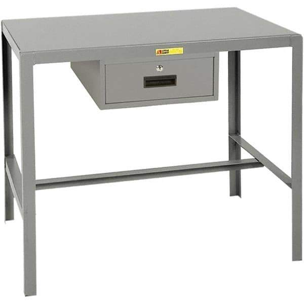 Little Giant - 48 Wide x 24" Deep x 18" High, Steel Machine Work Table with Drawer - Fixed Legs - USA Tool & Supply