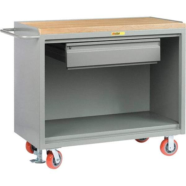 Little Giant - 3,600 Lb Capacity, 1 Drawer Mobile Service Bench - 41" Wide x 24" Deep x 43" High, Steel, Gray - USA Tool & Supply