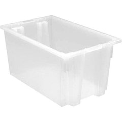 Quantum Storage - 90 Lb Load Capacity Clear Polypropylene Tote Container - Stacking, Nesting, 12" Long x 15-1/2" Wide x 23" High - USA Tool & Supply