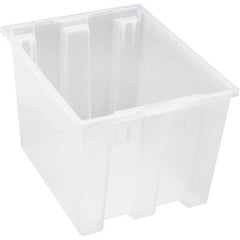 Quantum Storage - 65 Lb Load Capacity Clear Polypropylene Tote Container - Stacking, Nesting, 13" Long x 15-1/2" Wide x 19-1/2" High - USA Tool & Supply