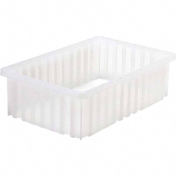 Quantum Storage - 40 Lb Load Capacity Clear Polypropylene Dividable Container - Stacking, 5" Long x 10.9" Wide x 16-1/2" High - USA Tool & Supply