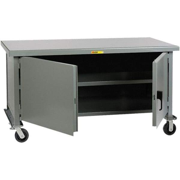 Little Giant - 1 Shelf Mobile Storage Cabinet - Steel, 72" Wide x 36" Deep x 37-1/2" High - USA Tool & Supply