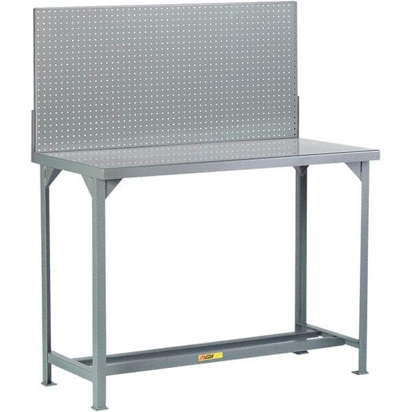 Little Giant - 60 Wide x 30" Deep x 60" High, Steel Workbench with Pegboard - Fixed Legs - USA Tool & Supply