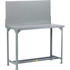 Little Giant - 72 Wide x 30" Deep x 60" High, Steel Workbench with Pegboard - Fixed Legs - USA Tool & Supply