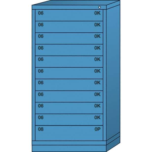 Lyon - 11 Drawer, Standard Eye-Level - Multiple Drawer Access Cabinet - Steel, 30" Wide x 28-1/4" Deep x 59-1/4" High, Wedgewood Blue - USA Tool & Supply