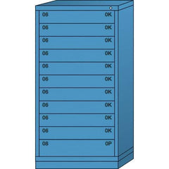 Lyon - 11 Drawer, Standard Eye-Level - Multiple Drawer Access Cabinet - Steel, 30" Wide x 28-1/4" Deep x 59-1/4" High, Wedgewood Blue - USA Tool & Supply