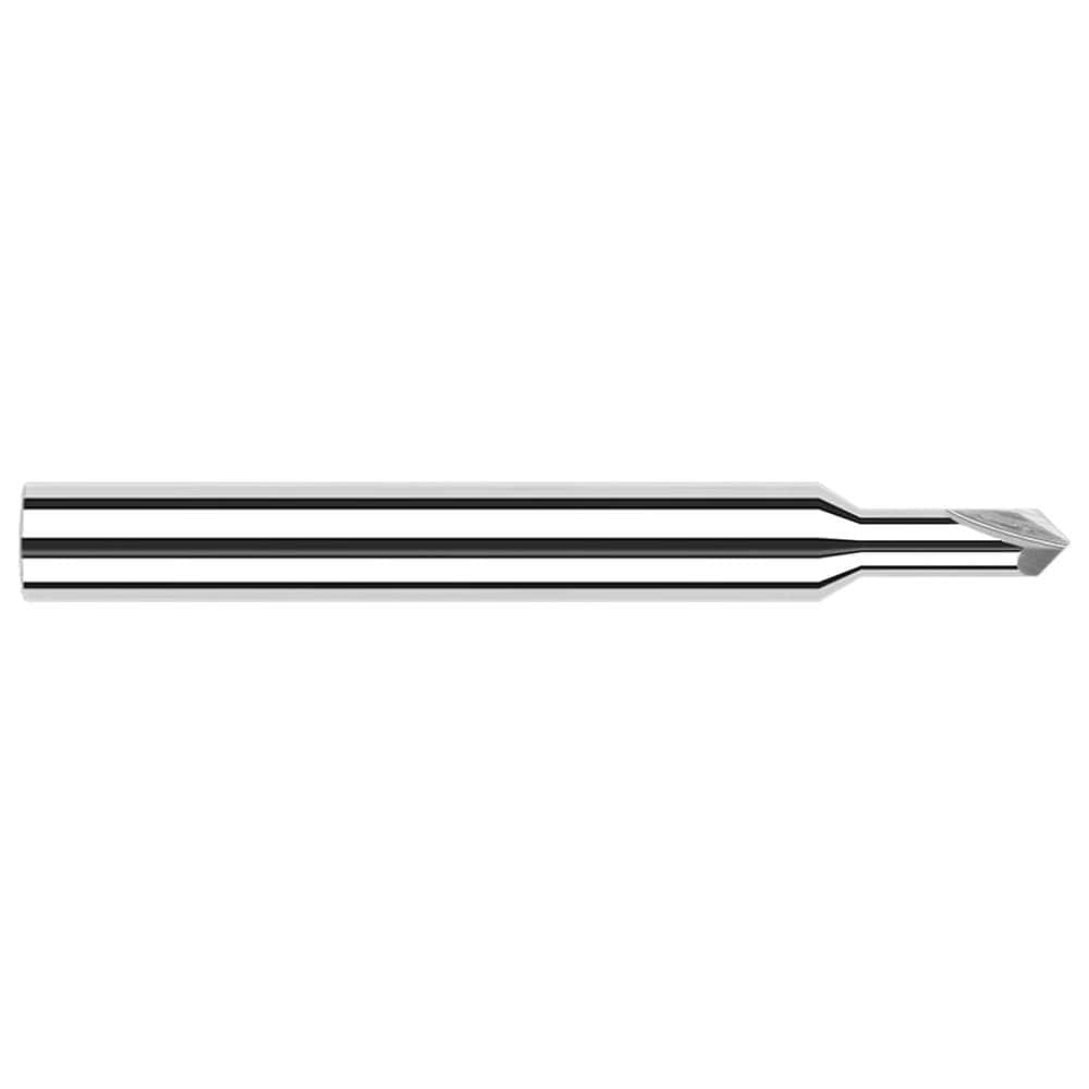 Chamfer Mill: 2 Flutes, Solid Carbide 1-1/2″ OAL, 1/8″ Shank Dia, Bright/Uncoated