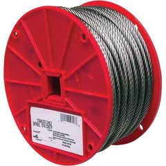 Campbell - Wire Rope & Cable; Type: Cable ; Breaking Strength (Lb.): 1,280 ; Diameter (Inch): 1/4 ; Bare Diameter: 1/4 (Inch); Strand Type: Stainless Steel ; Color: Gray - Exact Industrial Supply