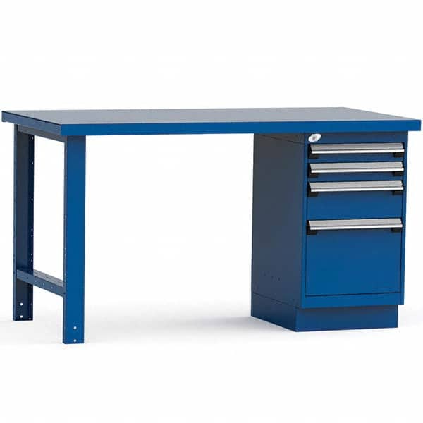 Rousseau Metal - Stationary Work Benches, Tables Type: Work Bench Top Material: Painted Steel - USA Tool & Supply