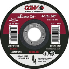 CGW Abrasives - Cutoff Wheels Tool Compatibility: Angle Grinders Wheel Diameter (Inch): 6 - USA Tool & Supply