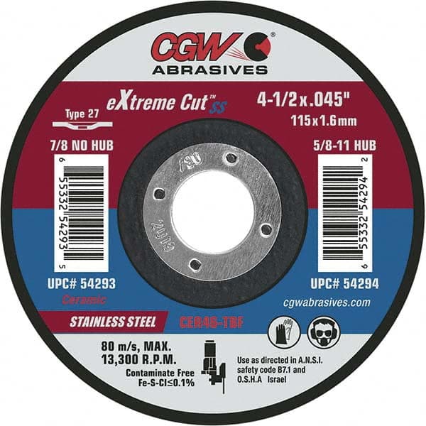 CGW Abrasives - Cutoff Wheels Tool Compatibility: Angle Grinders Wheel Diameter (Inch): 6 - USA Tool & Supply