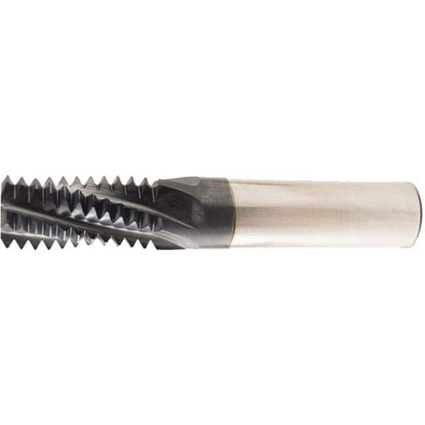 Helical Flute Thread Mill: 1-11-1/2, Internal & External, 5 Flute, 3/4″ Shank Dia, Solid Carbide 11-1/2 TPI, 0.62″ Cut Dia, 1-1/8″ LOC, TiAlN Coated