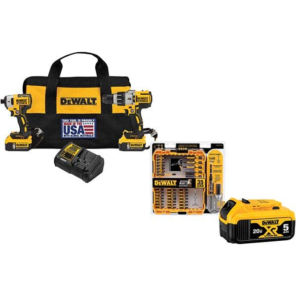 DeWALT - Cordless Tool Combination Kits Voltage: 20 Tools: Hammerdrill & Impact Driver - USA Tool & Supply