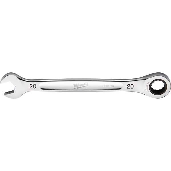 Milwaukee Tool - Combination Wrenches; Type: Combination Wrench ; Tool Type: Ratcheting ; Size (mm): 20 ; Number of Points: 12 ; Finish/Coating: Steel ; Material: Steel - Exact Industrial Supply