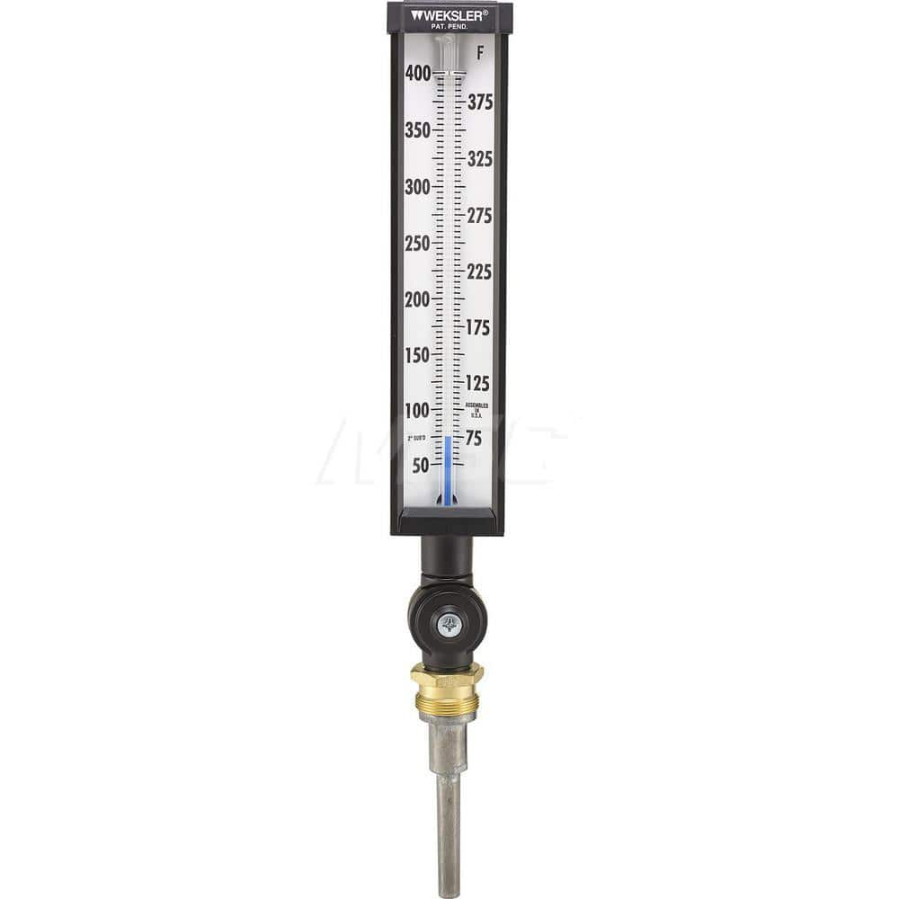 Glass Thermometers; Type: Column Thermometer; Immersion Length (mm): 6.0000; Stem Length (Inch): 6; Minimum Temperature (C): 10.00; Minimum Temperature (F): 50.000; Maximum Temperature (C): 204; Maximum Temperature (F): 400.000; Stem Length: 6; Immersion