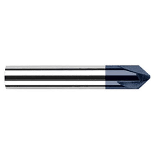 Chamfer Cutters - 0.5000″ (1/2″) Shank Diameter × 45° per side Carbide Flat Chamfer Cutter DE, 4 Flutes, AlTiN Coated - Exact Industrial Supply