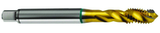 10-24 2B 3-Flute Cobalt Green Ring Semi-Bottoming 40 degree Spiral Flute Tap-TiN - USA Tool & Supply