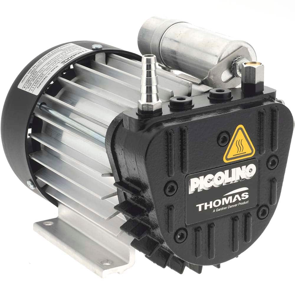 Thomas - Rotary Vane-Type Vacuum Pumps Voltage: 120 VAC Length (Decimal Inch): 8.2300 - USA Tool & Supply