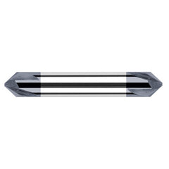 Chamfer Cutters - 0.3750″ (3/8″) Shank Diameter × 45° per side Carbide Flat Chamfer Cutter DE, 3 Flutes, AlTiN Coated - Exact Industrial Supply