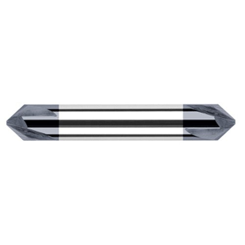 Chamfer Cutters - 0.3750″ (3/8″) Shank Diameter × 30° per side Carbide Flat Chamfer Cutter DE, 3 Flutes, AlTiN Coated - Exact Industrial Supply