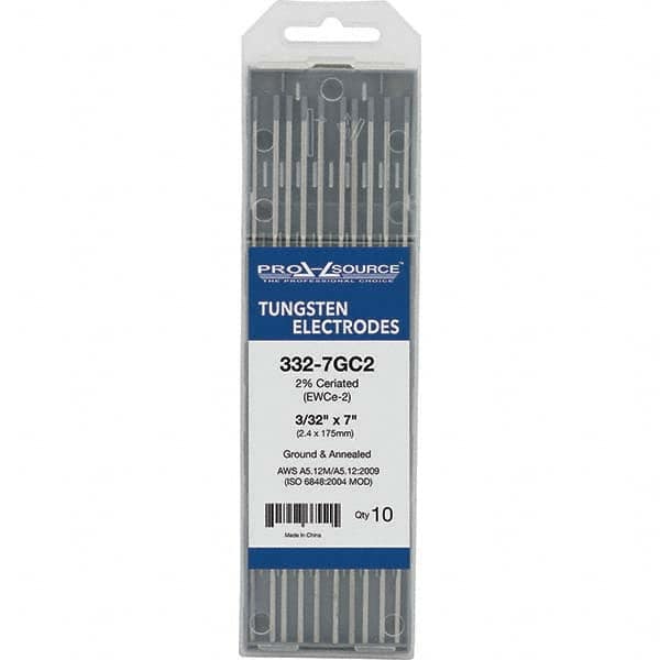 PRO-SOURCE - Tungsten Electrodes Type: 2% Cerialed Diameter (Inch): 3/32 - USA Tool & Supply