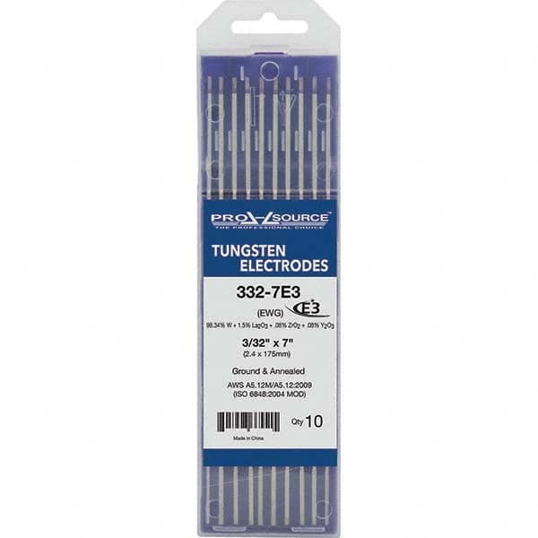 PRO-SOURCE - Tungsten Electrodes Type: E3 Diameter (Inch): 3/32 - USA Tool & Supply