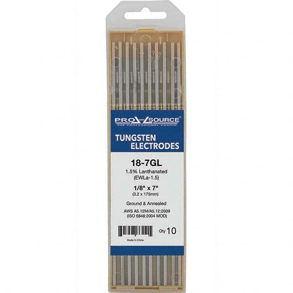 PRO-SOURCE - Tungsten Electrodes Type: 1.5% Lanthanated Diameter (Inch): 1/8 - USA Tool & Supply