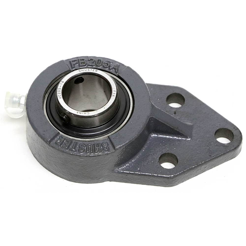 Shuster - UCFB207-22, 1-3/8" ID, 3-3/4" OAL x 6-1/8" OAH x 1-5/8" Wide, 3-Bolt Flange Mounted Bearing - Exact Industrial Supply