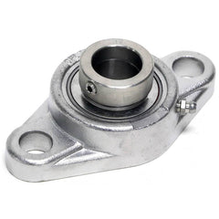 Shuster - SNASFL205, 25mm ID, 68mm OAL x 5-1/8" OAH, 2-Bolt Flange Bearing - Exact Industrial Supply