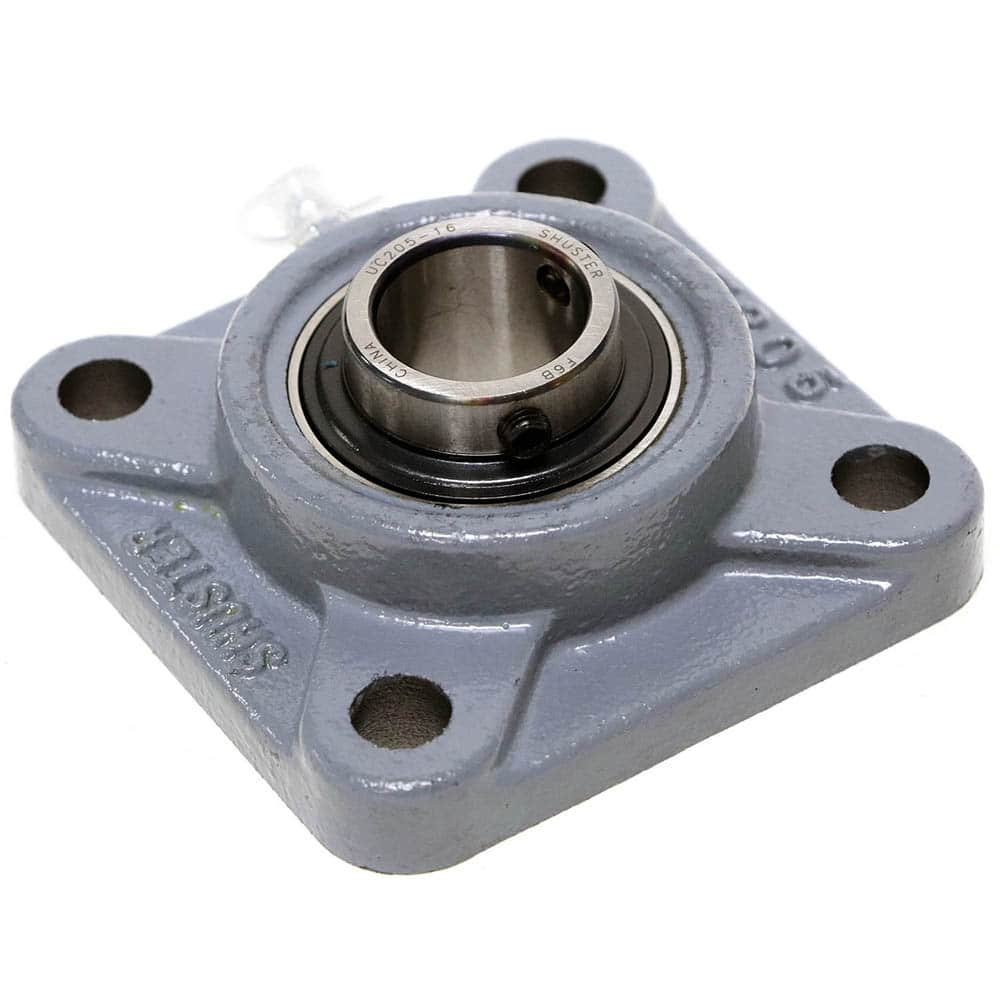 Shuster - UCF208, 40mm ID, 5-1/8" OAL x 5-1/8" OAH, 4-Bolt Flange Bearing - Exact Industrial Supply