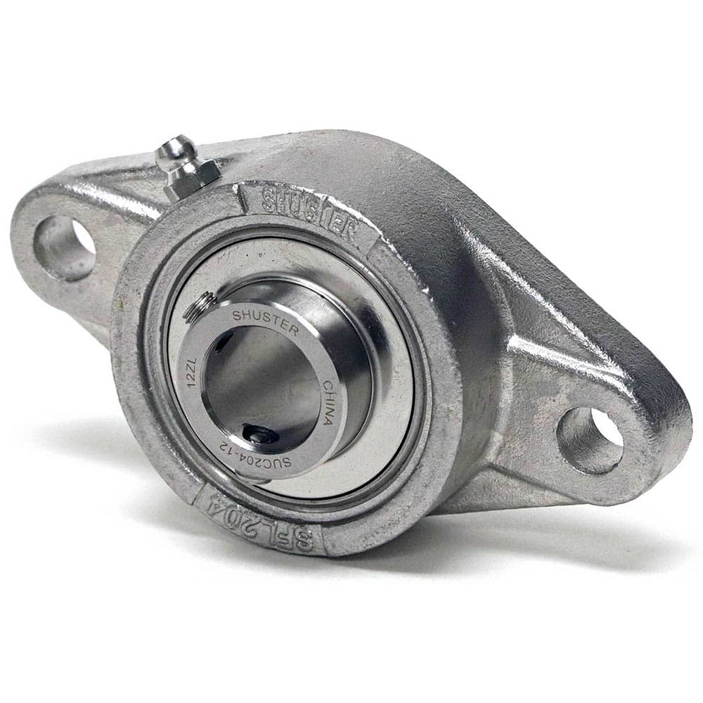 Shuster - SUCSFL201-8, 1/2" ID, 2-3/8" OAL x 113mm OAH, 2-Bolt Flange Bearing - Exact Industrial Supply