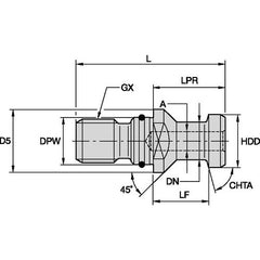 RK50DVBM PULL STUD SK50 DIN69872B O-RING - USA Tool & Supply