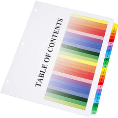 Ability One - Tabs, Indexes & Dividers; Indexes & Divider Type: Tab Divider ; Size: 8-1/2 x 11 ; Number Of tabs: 26 ; Color: Assorted ; Tab Color: Assorted ; Tab Titles: A-Z - Exact Industrial Supply