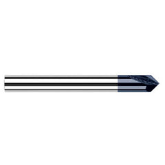 Chamfer Cutters - 0.3750″ (3/8″) Shank Diameter × 50° per side Carbide Pointed Chamfer Cutter, 2 Flutes, AlTiN Coated - Exact Industrial Supply