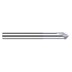 Chamfer Cutters - 0.1250″ (1/8″) Shank Diameter × 22.5° per side Carbide Pointed Chamfer Cutter, 2 Flutes, TiB2 Coated - Exact Industrial Supply