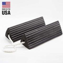 Checkers - 1 2-Piece 5" Wide x 5" High x 18" Deep Rubber Wheel Chock - USA Tool & Supply