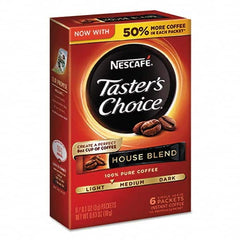 Nescafe - Coffee, Tea & Accessories Breakroom Accessory Type: Coffee Breakroom Accessory Description: Taster's Choice House Blend Instant Coffee, 0.1oz Stick, 6/Box, 12Box/Carton - USA Tool & Supply