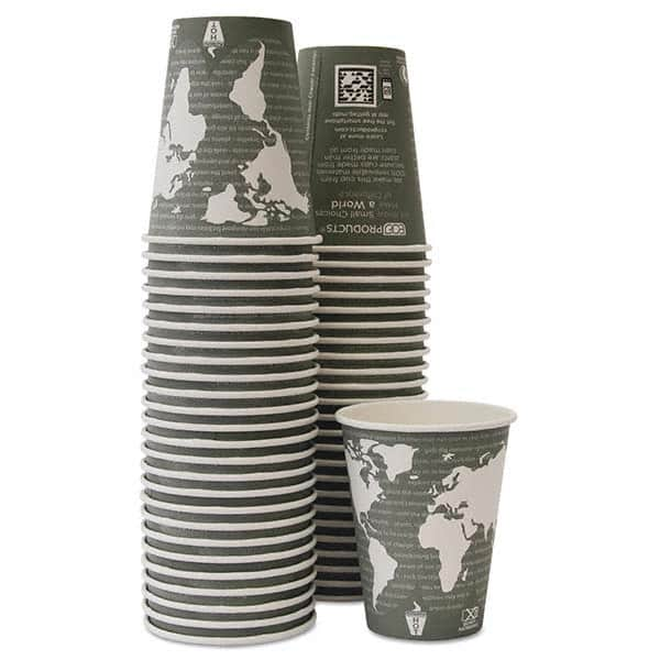 ECO PRODUCTS - World Art Renewable/Compostable Hot Cups, 12 oz, Gray, 50/Pack,10 Pack/Carton - USA Tool & Supply