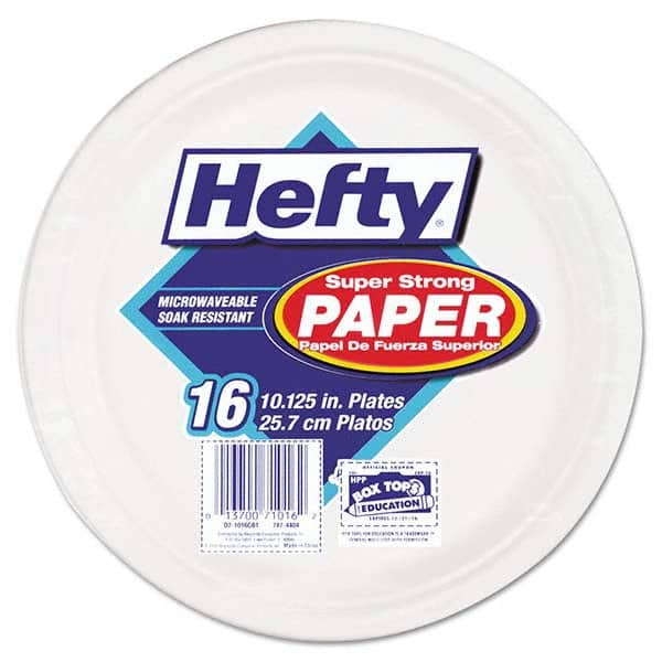 Hefty - Super Strong Paper Dinnerware, 10 1/8" Plate, Bagasse, 16/Pack, 12 Packs/Carton - USA Tool & Supply